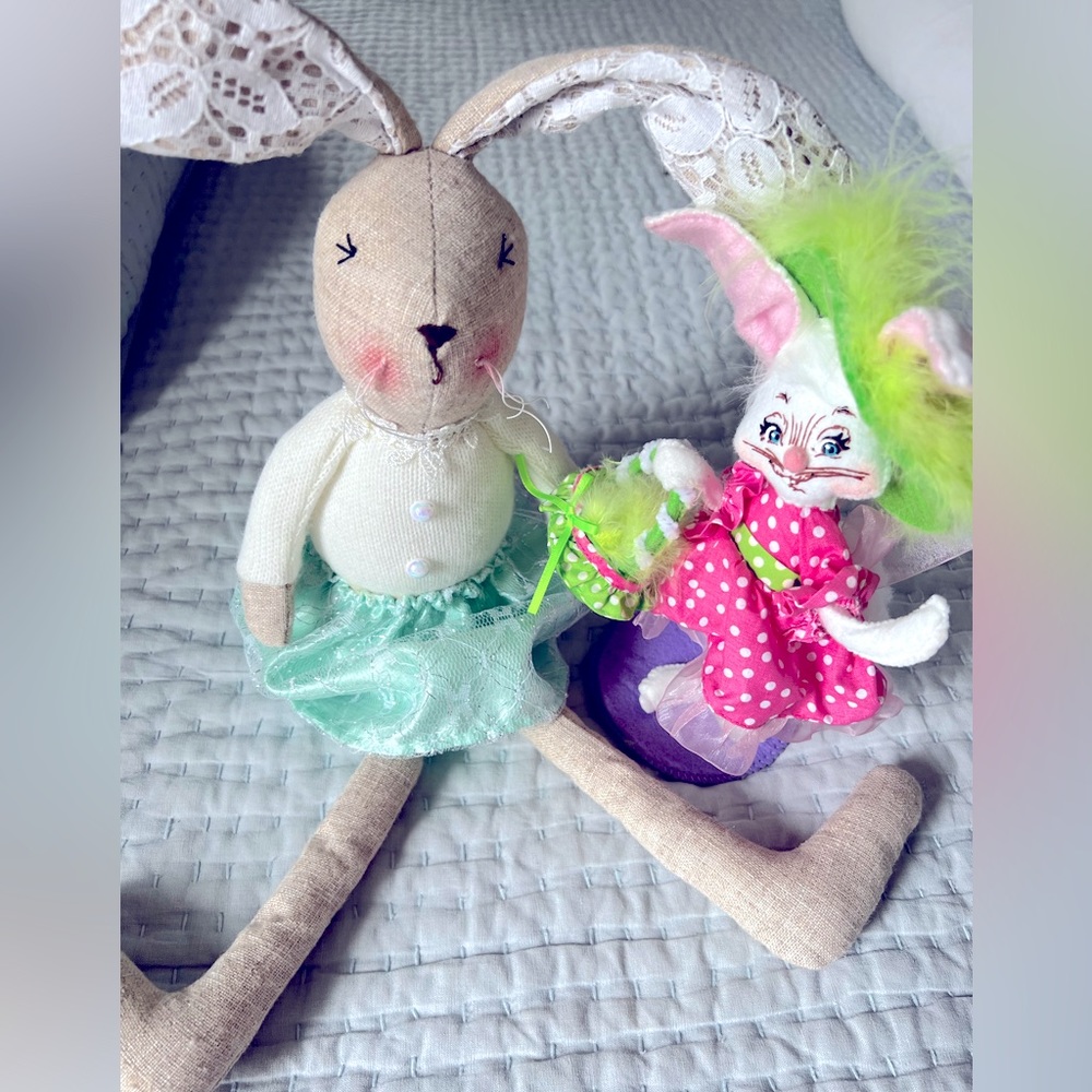 Easter Bunnies Pair of lovely stuffed and decorated bunnies in time for Easter